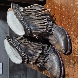 Freebird by Steven Fringe Ankle Boots - Distressed Brown